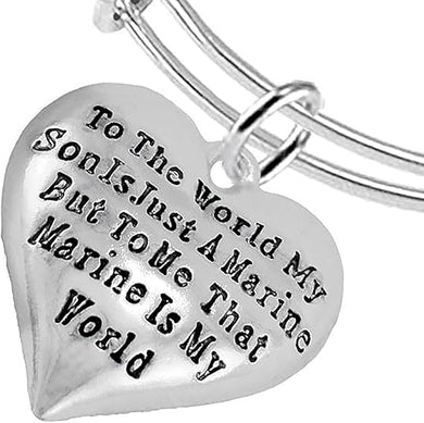 Marine Mom, My Son, is My World Bracelet, Hypoallergenic, Safe- Nickel, Lead and Cadmium Free