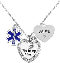 EMT, Wife Adjustable Key to My Heart Necklace, Hypoallergenic, Safe-Nickel, Lead, Cadmium Free