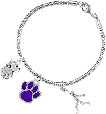 Purple Paw Basketball Jewelry, Adjustable, Safe-Hypoallergenic, Nickel, Lead Free