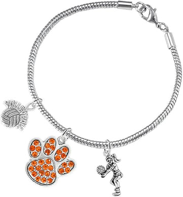 Orange Crystal Paw Volleyball, Adjustable, Safe-Hypoallergenic, Nickel, Lead Free
