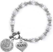 Nana, I Love You to The Moon and Back Clear Crystal Charm Bracelet, Hypoallergenic, Safe, Nickel, Lead & Cadmium Free.