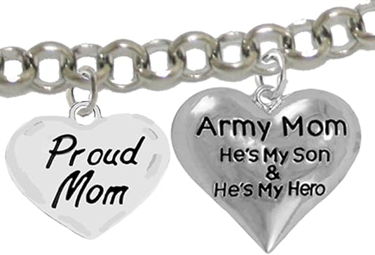 Army, Proud Mom, My Son is My Hero Adjustable Bracelet, Hypoallergenic, Safe-Nickel, Lead, Cadmium Free