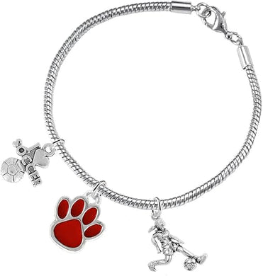 The, Soccer Jewelry Red Paw Hypoallergenic Adjustable, Safe-Nickel, Lead Free