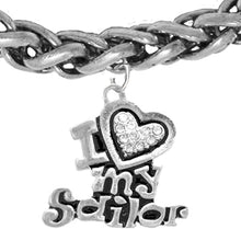 Navy, I Love My Sailor, Crystal Heart, Bracelet, Hypoallergenic, Safe-Nickel, Lead, Free