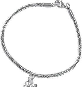 Air Force, I Love My Airman, Snake Chain Bracelet Hypoallergenic, Safe-Nickel, Lead, Cadmium Free