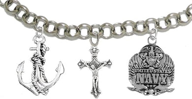 Navy, Adjustable Bracelet, Hypoallergenic, Safe-Nickel, Lead, Cadmium Free