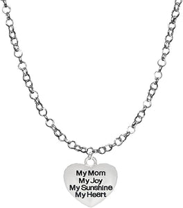 Message Jewelry, My Mom, My Joy, My Sunshine, My Heart, Adjustable Necklace, Hypoallergenic, Safe-Nickel, Lead, Free