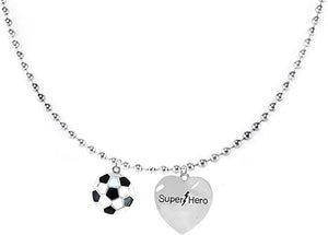 Soccer, Super Hero, " Soccer Player Jewelry" Adjustable Necklace Hypoallergenic, Safe-Nickel, Lead Free