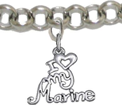 Marine, I Love My Marine, Adjustable Chain Bracelet Hypoallergenic, Safe-Nickel, Lead, Cadmium Free