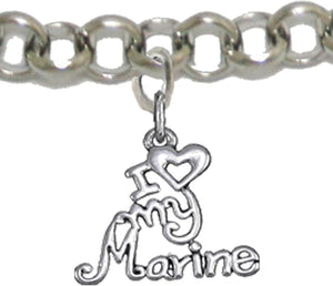Marine, I Love My Marine, Adjustable Chain Bracelet Hypoallergenic, Safe-Nickel, Lead, Cadmium Free