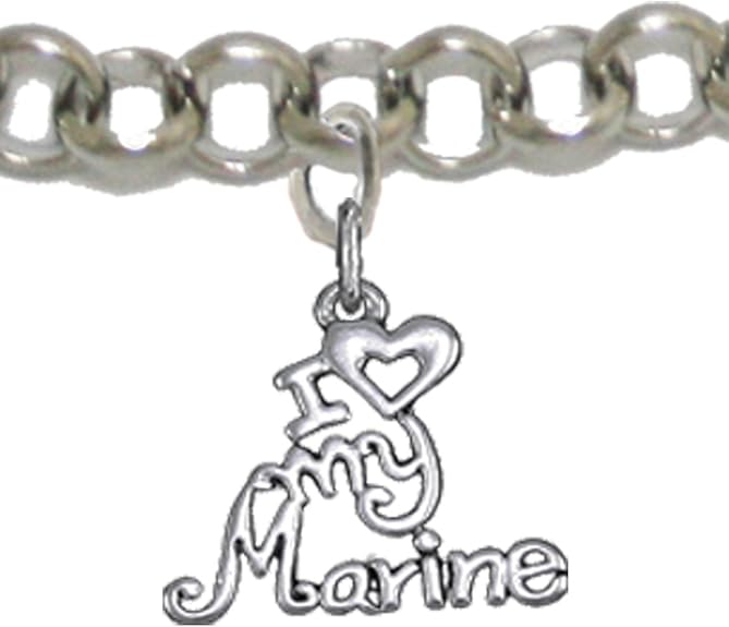 Marine, I Love My Marine, Adjustable Chain Bracelet Hypoallergenic, Safe-Nickel, Lead, Cadmium Free