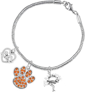 Swimming 3 Charm Orange Crystal Paw Bracelet Hypoallergenic, Safe-Nickel, Lead & Cadmium Free!