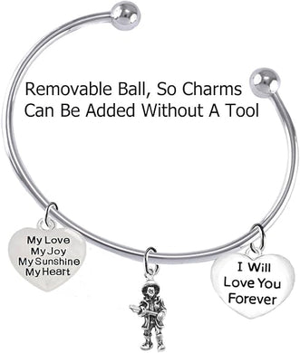 Firefighter with Axe, My Love, My Joy, My Sunshine, I Will Love You Forever Bracelet, Hypoallergenic, Safe-Nickel, Lead, Free