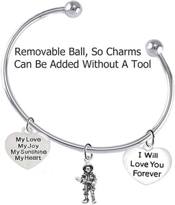 Firefighter with Axe, My Love, My Joy, My Sunshine, I Will Love You Forever Bracelet, Hypoallergenic, Safe-Nickel, Lead, Free