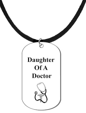 Daughter Of A Doctor, On A Adjustable Genuine Black Suede Necklace.18-21 Inches. What A Great Gift For Yourself, Or Somebody Special. Beautiful Premium Quality, Silvertone Finish. Hypoallergenic-Safe