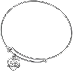 I Love Swimming Adjustable Charm Bracelet, Hypoallergenic, Safe-Nickel Free, No Poisonous Lead Or Cadmium