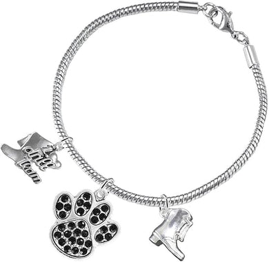 The, Drill Team Jewelry Black Crystal Paw Hypoallergenic Adjustable, Safe-Nickel, Lead Free