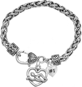 I Love Swimming #1 Heart Bracelet, Hypoallergenic, Safe-Nickel Free, No Poisonous Lead Or Cadmium