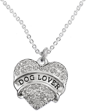 Dog Lover Crystal Heart Hypoallergenic Safe Necklace Nickel, Lead Free