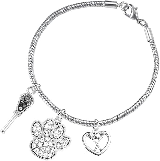 Lacrosse Jewelry, Orange Crystal Paw Jewelry, Hypoallergenic Safe-Nickel, Lead and Cadmium Free!