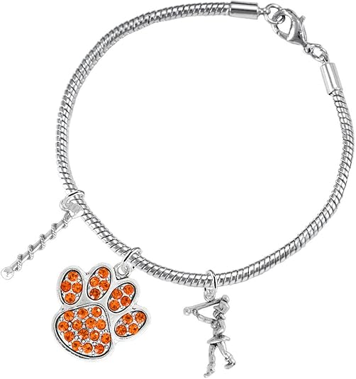 The, Majorette Jewelry Orange Crystal Paw Hypoallergenic Adjustable, Safe-Nickel, Lead Free