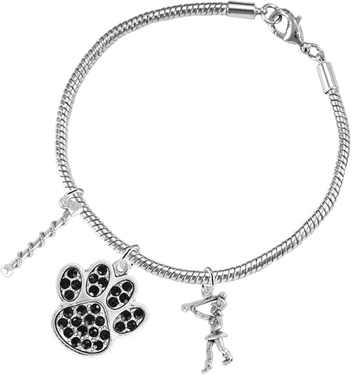 The, Majorette Jewelry Black Crystal Paw Hypoallergenic Adjustable, Safe-Nickel, Lead Free
