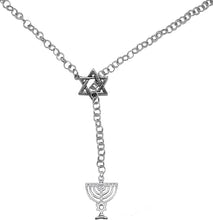 Jewish Menorah, A Symbol Of Judaism, First Used By Moses, Through A Star Of David, Rolo Chain Necklace Hypoallergenic, Safe-Nickel, Lead, And Cadmium Free