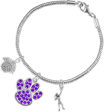 Purple Crystal Paw Volleyball, Adjustable, Safe-Hypoallergenic, Nickel, Lead Free