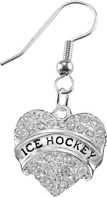 Ice Hockey Crystal Heart Earring-Hypoallergenic Nickel, and Lead Free