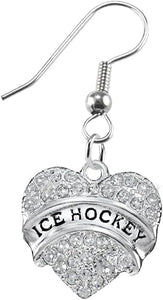 Ice Hockey Crystal Heart Earring-Hypoallergenic Nickel, and Lead Free