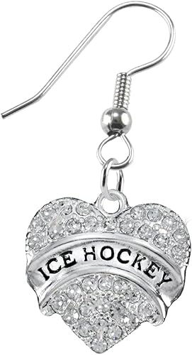 Ice Hockey Crystal Heart Earring-Hypoallergenic Nickel, and Lead Free