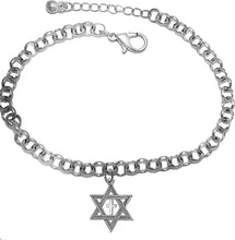 Messianic, Christian, Jewish Antique Silvertone Star Of David, Polished Cross, Adjustable Silvertone Chain Bracelet, Will Fit Everyone, Hypoallergenic, No Nickel, Lead, Cadmium In The Metal