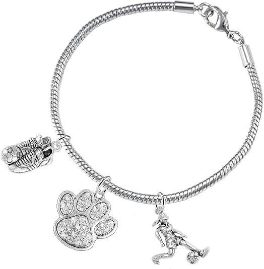 The, Soccer Jewelry Crystal Paw Hypoallergenic Adjustable, Safe-Nickel, Lead Free