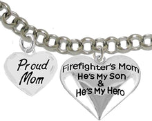 Firefighter, Proud Mom, My Son is My Hero Adjustable Bracelet, Hypoallergenic, Safe-Nickel, Lead, Cadmium Free