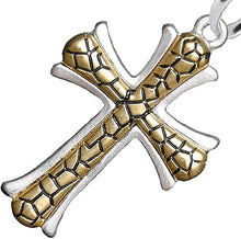 Cross Two Tone Matt Gold Ikarian Pattern, Post Earrings Hypoallergenic, Safe-Nickel, Lead, And Cadmium Free