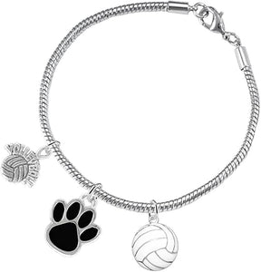 Black Paw Volleyball, Adjustable, Safe-Hypoallergenic, Nickel, Lead and Cadmium Free