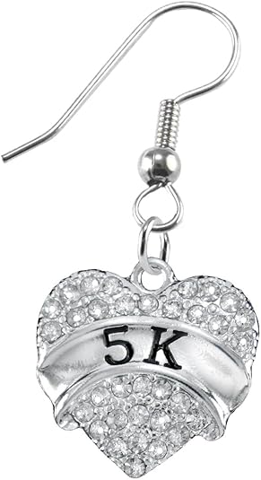 5 K Running Crystal Heart Earring-Hypoallergenic Nickel, and Lead Free!