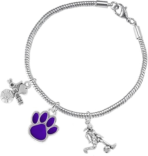 The, Soccer Jewelry Purple Paw Hypoallergenic Adjustable, Safe-Nickel, Lead Free