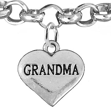 Grandma Heart Charm Bracelet Hypoallergenic, Adjustable, Safe, Nickel, Lead & Cadmium Free!