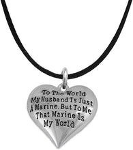 Marine Wife, My Husband is My World, Necklace, Hypoallergenic, Safe- Nickel, Lead and Cadmium Free