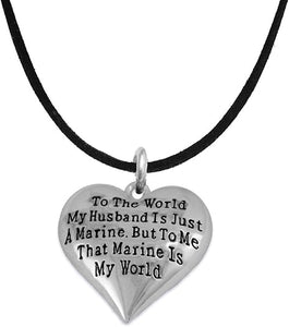 Marine Wife, My Husband is My World, Necklace, Hypoallergenic, Safe- Nickel, Lead and Cadmium Free