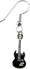 Black Guitar On Fishhook Earrings, Hypoallergenic Safe-Nickel, Lead And Cadmium Free