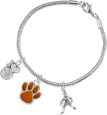 Orange Paw Basketball Jewelry, Adjustable, Safe-Hypoallergenic, Nickel, Lead Free