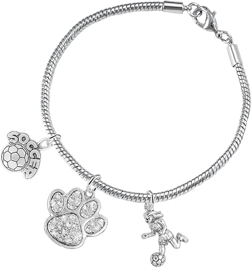 The, Soccer Jewelry Crystal Paw Hypoallergenic Adjustable, Safe-Nickel, Lead Free