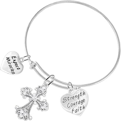 Christian 3 Charm Adjustable Bracelet Hypoallergenic, Safe-Nickel, Lead, Free