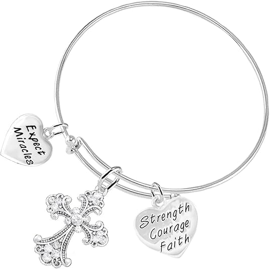 Christian 3 Charm Adjustable Bracelet Hypoallergenic, Safe-Nickel, Lead, Free