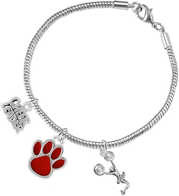 Red Paw Cheer 3 Charm Bracelet Safe-Hypoallergenic, Nickel, Lead and Cadmium Free