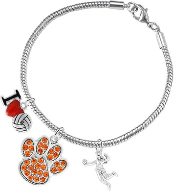 Orange Crystal Paw Volleyball, Adjustable, Safe-Hypoallergenic, Nickel, Lead Free