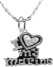 I Love My Marine, Sterling Silver Solid .925 Sterling, Not Plated Or Coated. 18 Inch Necklace Chain, Nickel, Lead, Cadmium Free