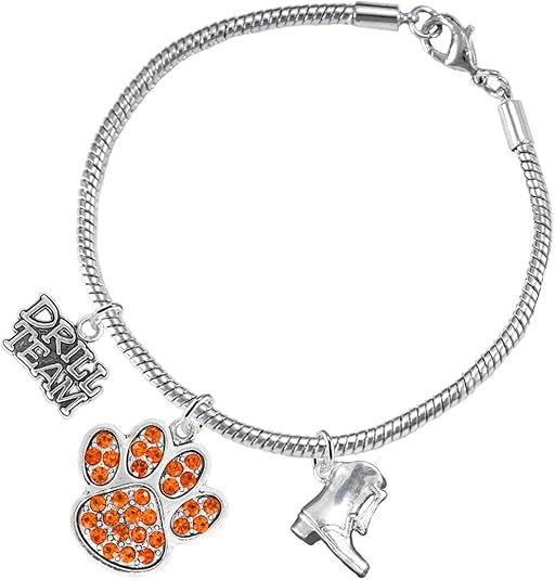 The, Drill Team Jewelry Orange Crystal Paw Hypoallergenic Adjustable, Safe-Nickel, Lead Free